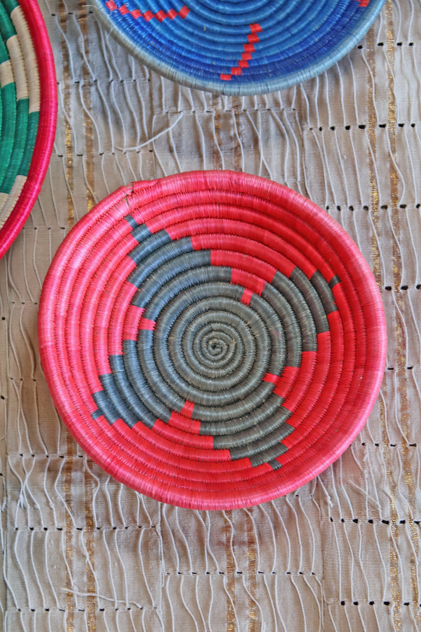 Ellis African Basket Collection, Multi-Colored, from Rwanda, Set of 4