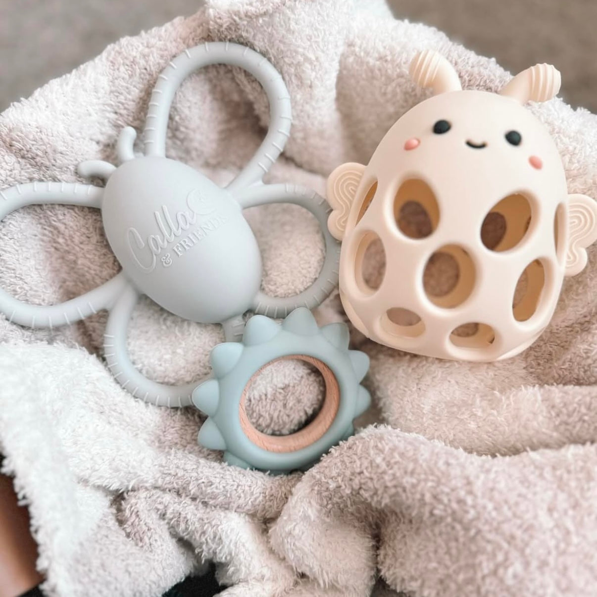 Garden Party Teether Collection - Silicone & Beechwood Sunshine