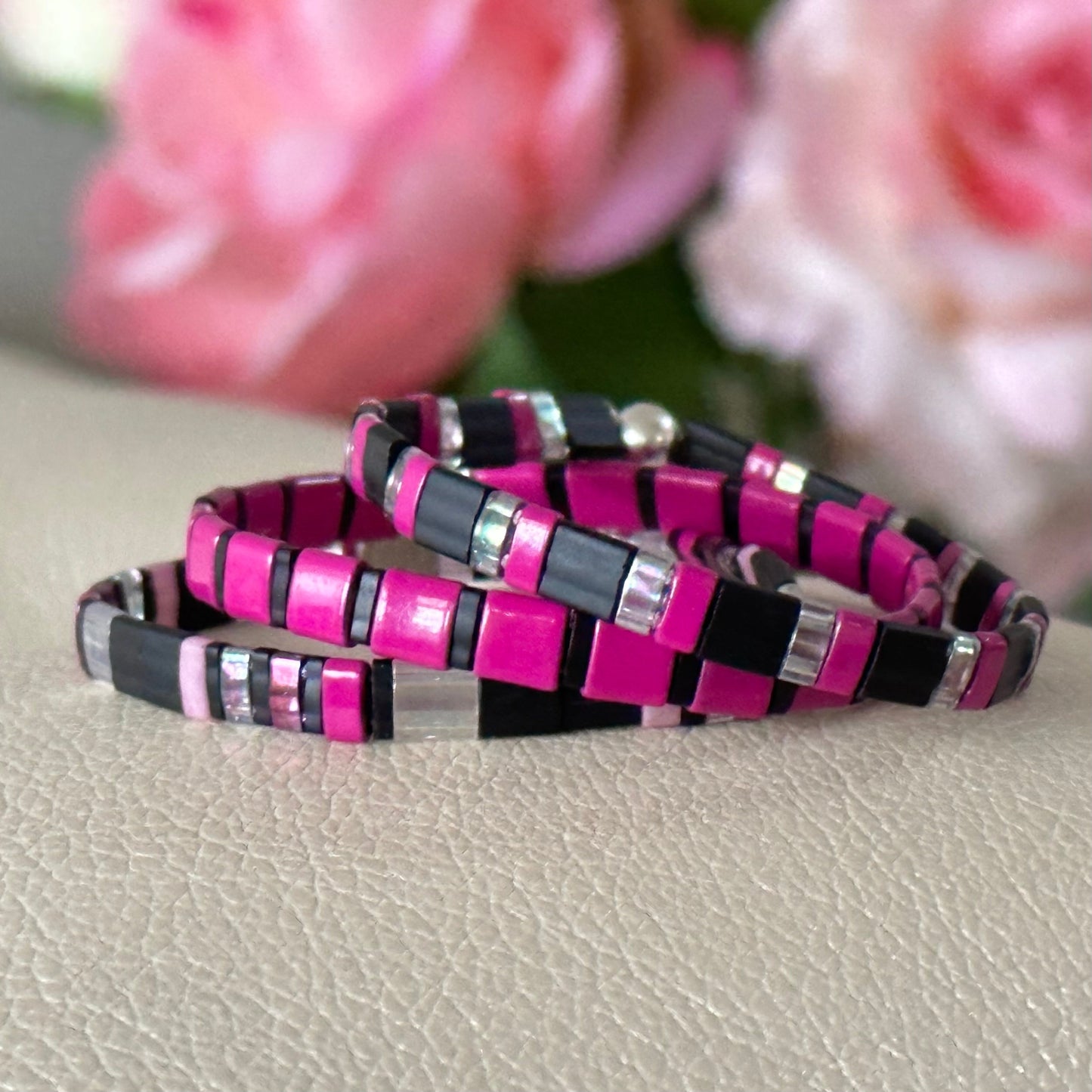 HEART BREAKER - 3 Tila Bead Bracelet Stack