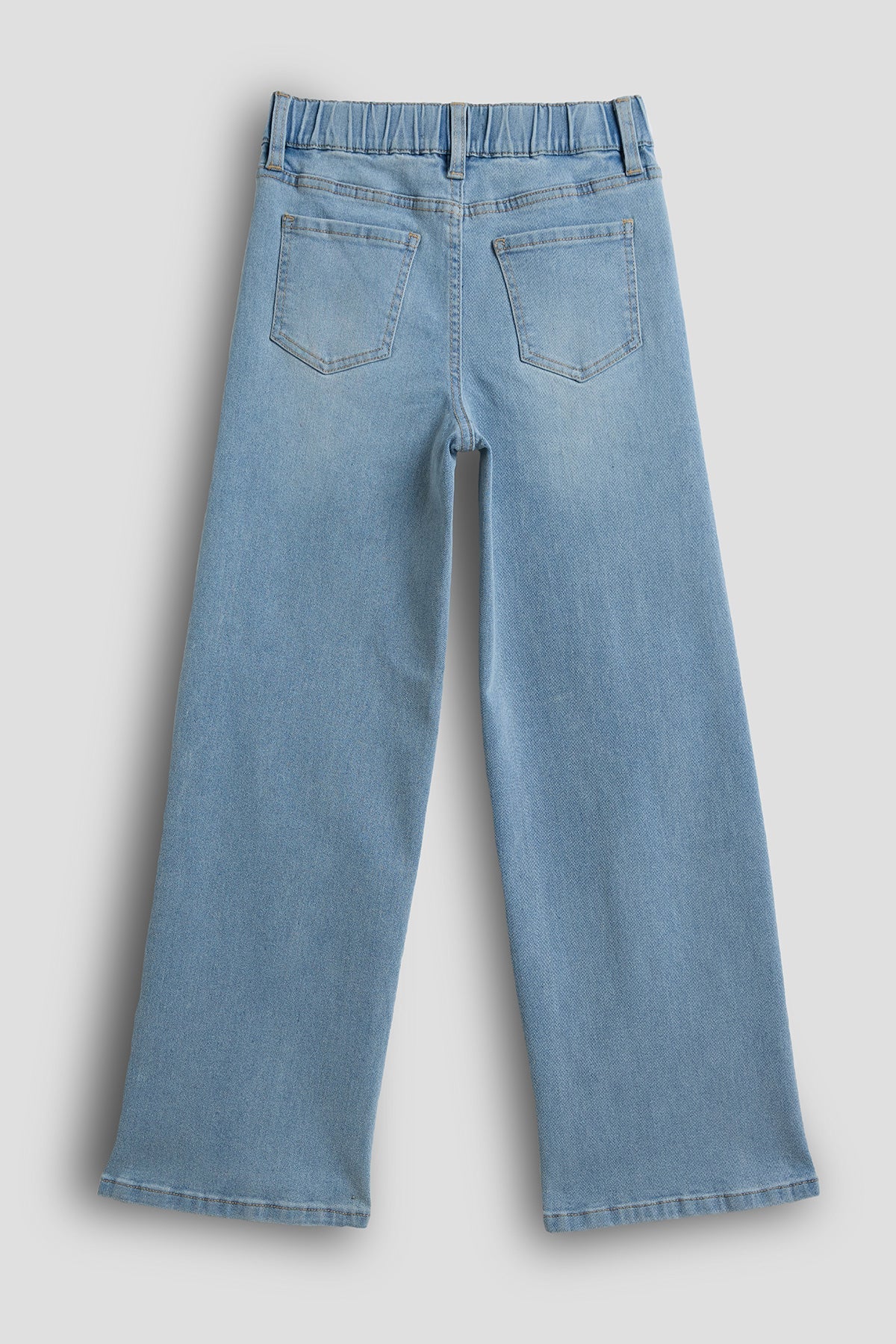 Girls Wide Leg Elastic Waist Jeans