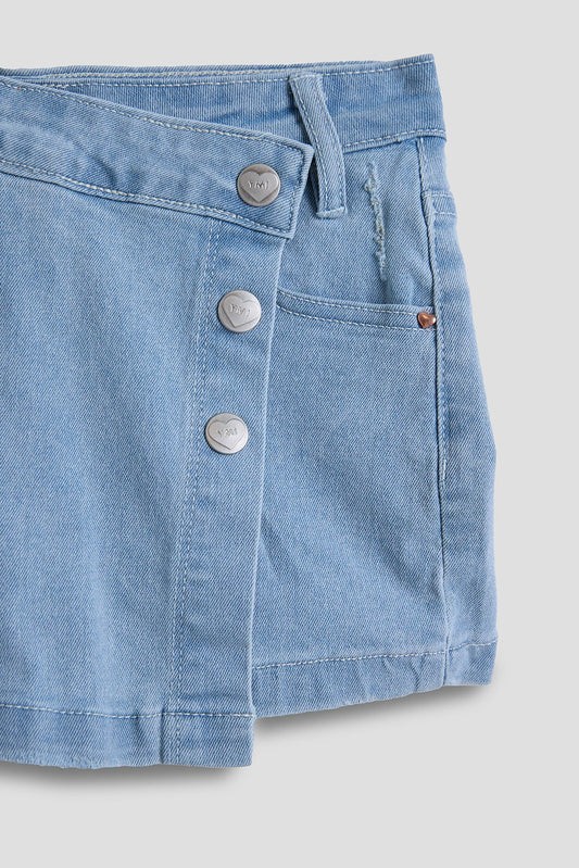 Girls Assymetrical Denim Skort