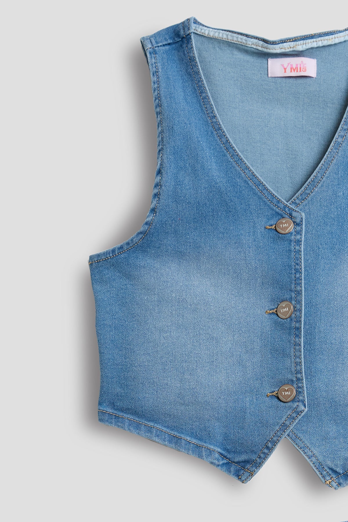 Girls Denim Vest & Ruffle Skirt Set