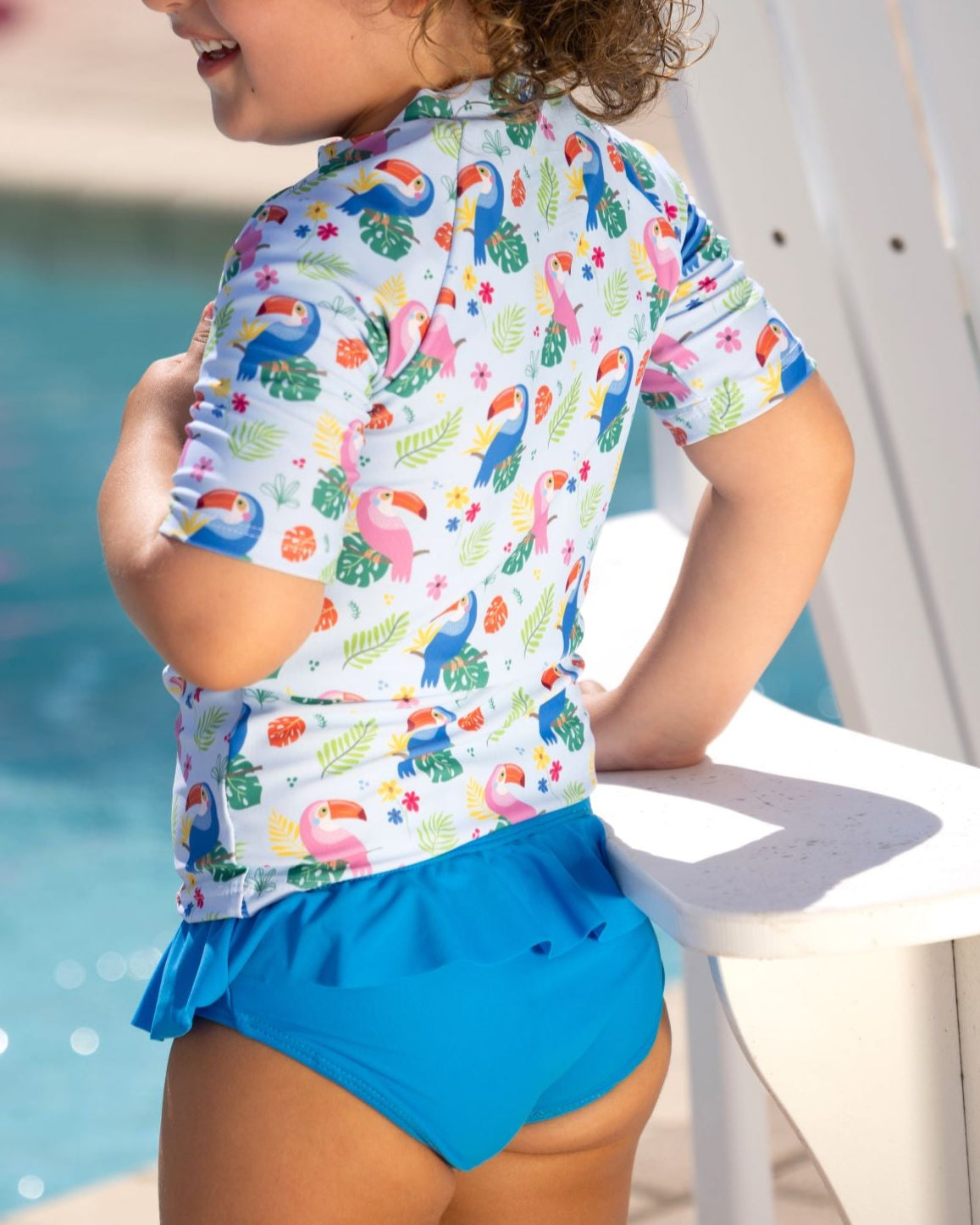 Too Cute Toucans Girls Short Sleeve Sun Shirt and Bottoms
