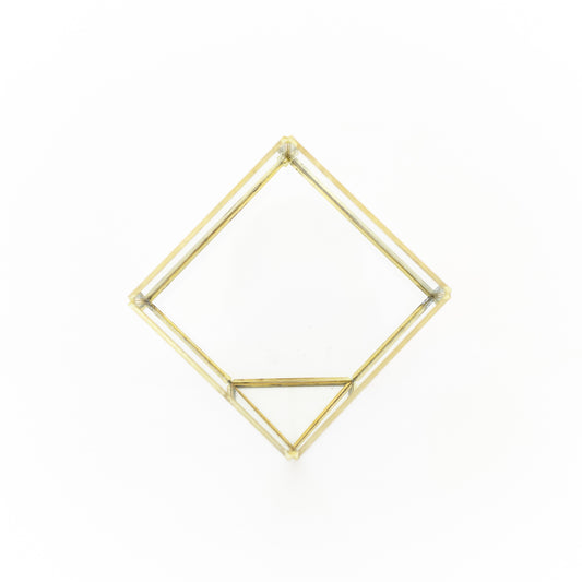 Heptahedron Geometric Glass Terrarium - Gold Metallic Finish - Trendy Holder For Tillandsia Air Plants