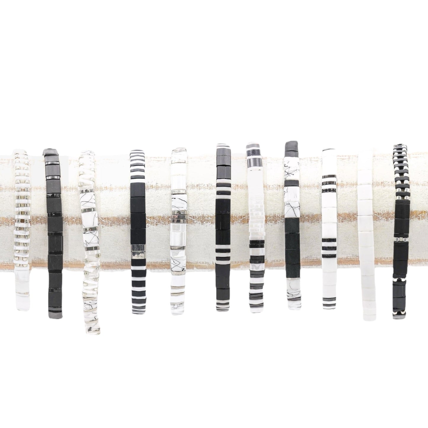 BLACK & SILVER - Tila Bead Bracelets