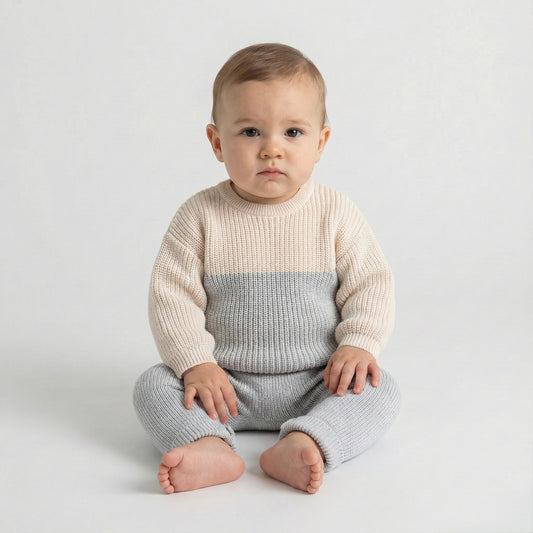 Blue Cloud Knit Sweater & Pant Set