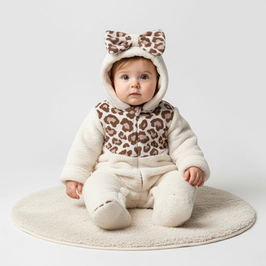 Leopard Hooded Sherpa Romper
