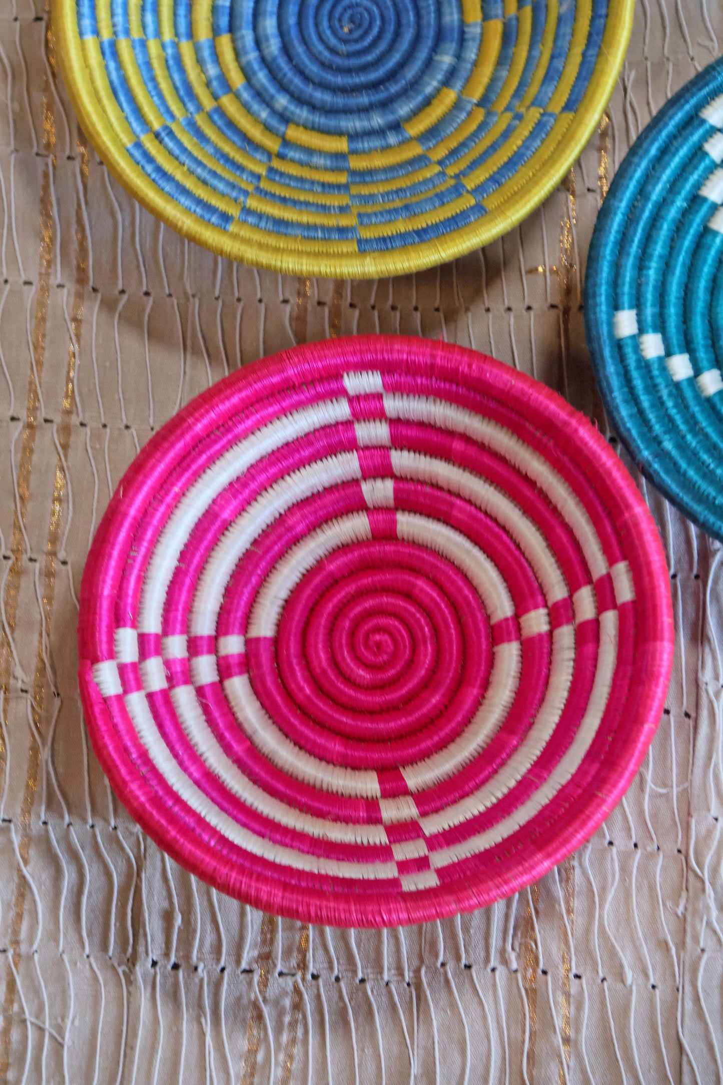 Isla African Basket Collection, Bright Multi, from Rwanda, Set of 3
