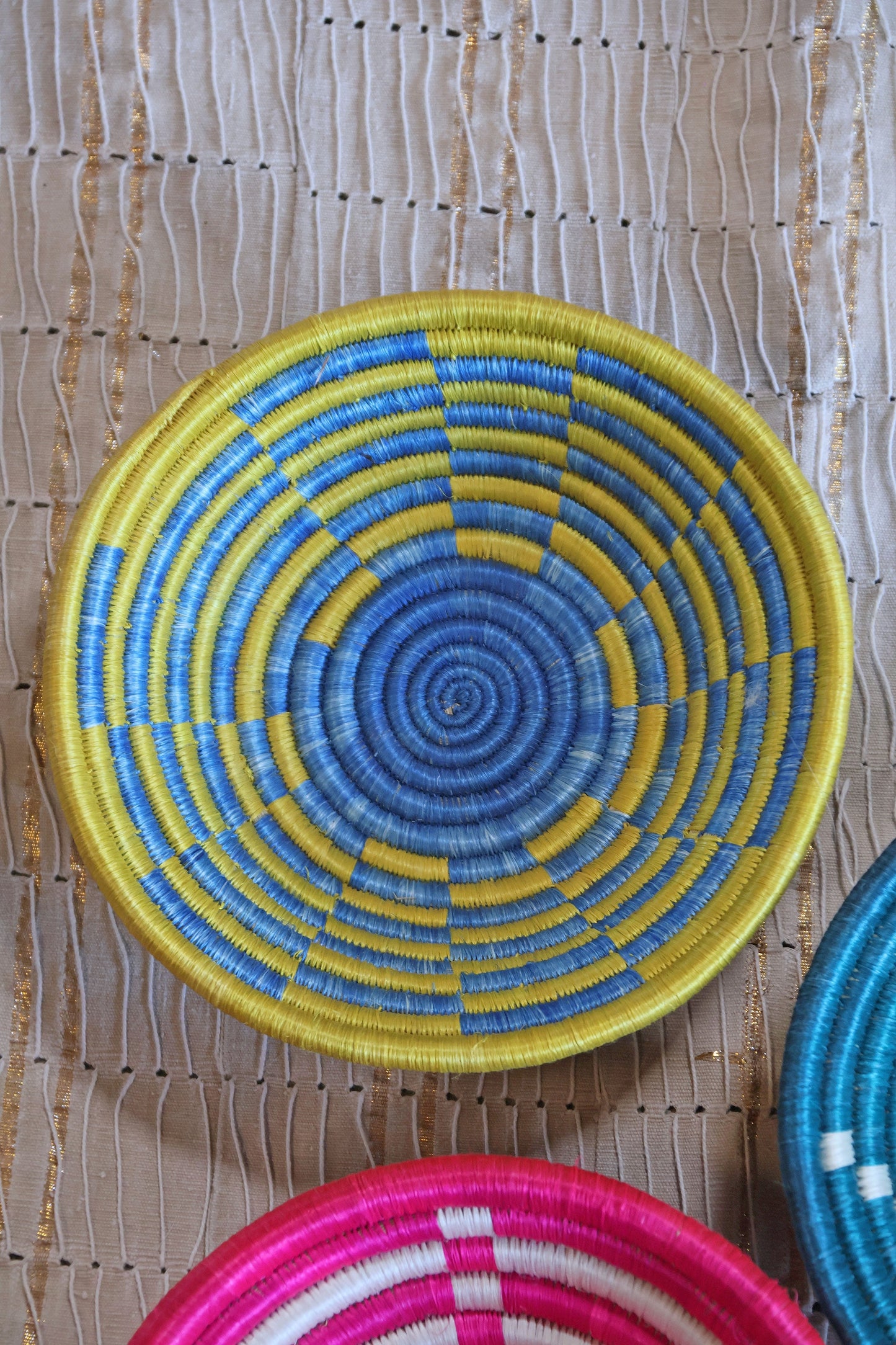 Isla African Basket Collection, Bright Multi, from Rwanda, Set of 3