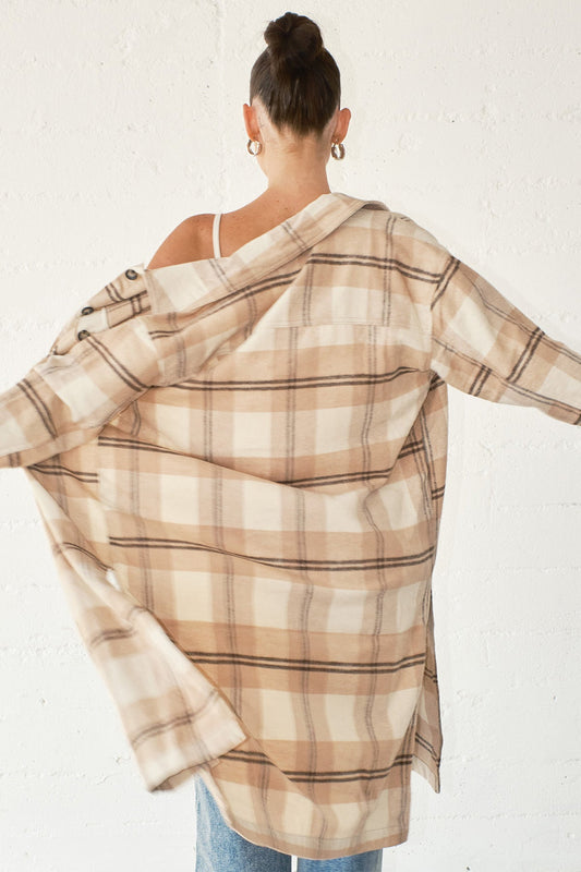 Women's Plaid Shacket Long Duster