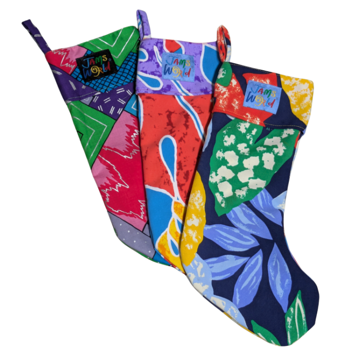 Christmas Stocking - Split Leaves Teal
