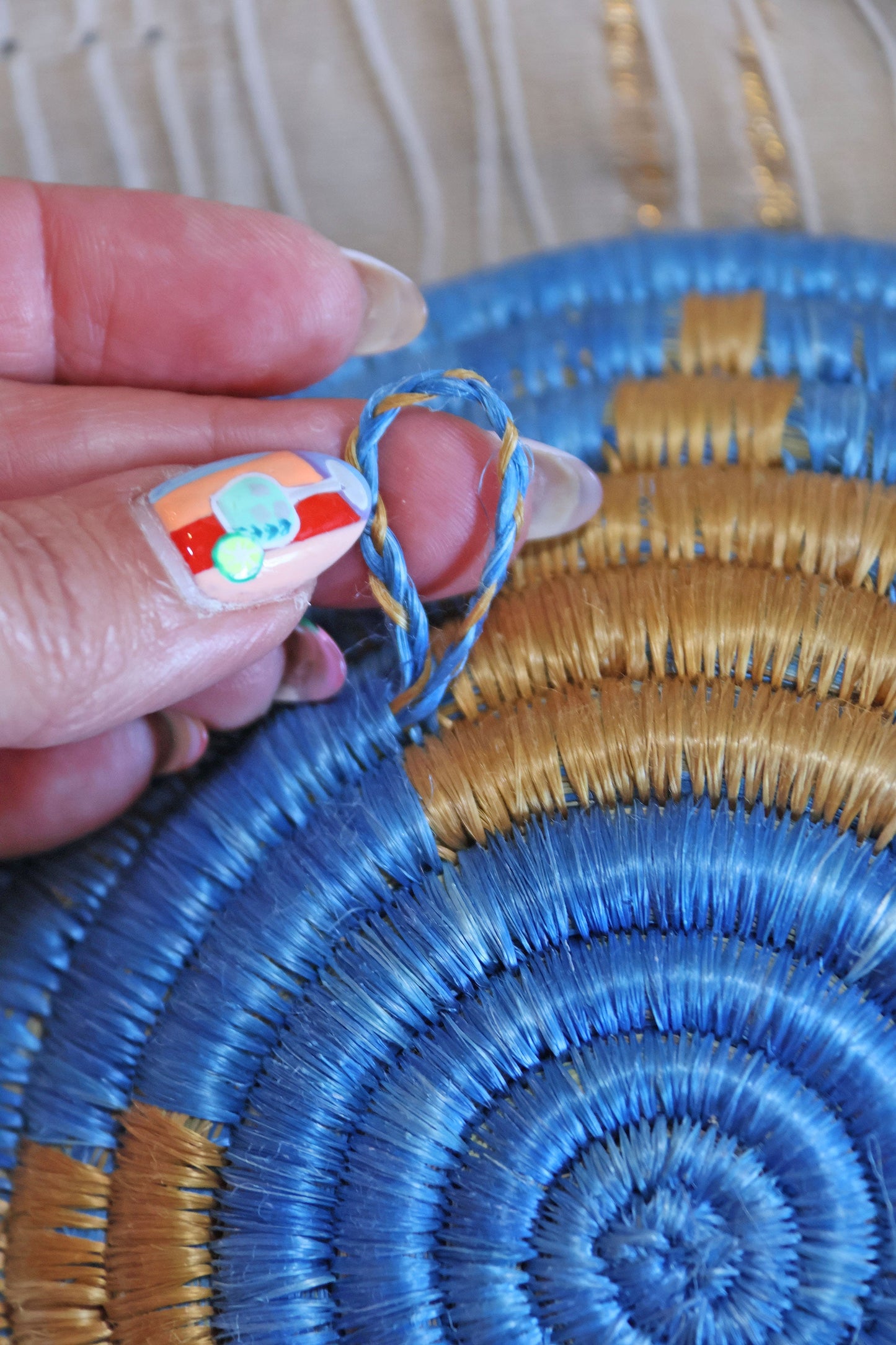 Lizzie African Basket Collection, Teal, Pink, Blue, from Rwanda, Set of 3