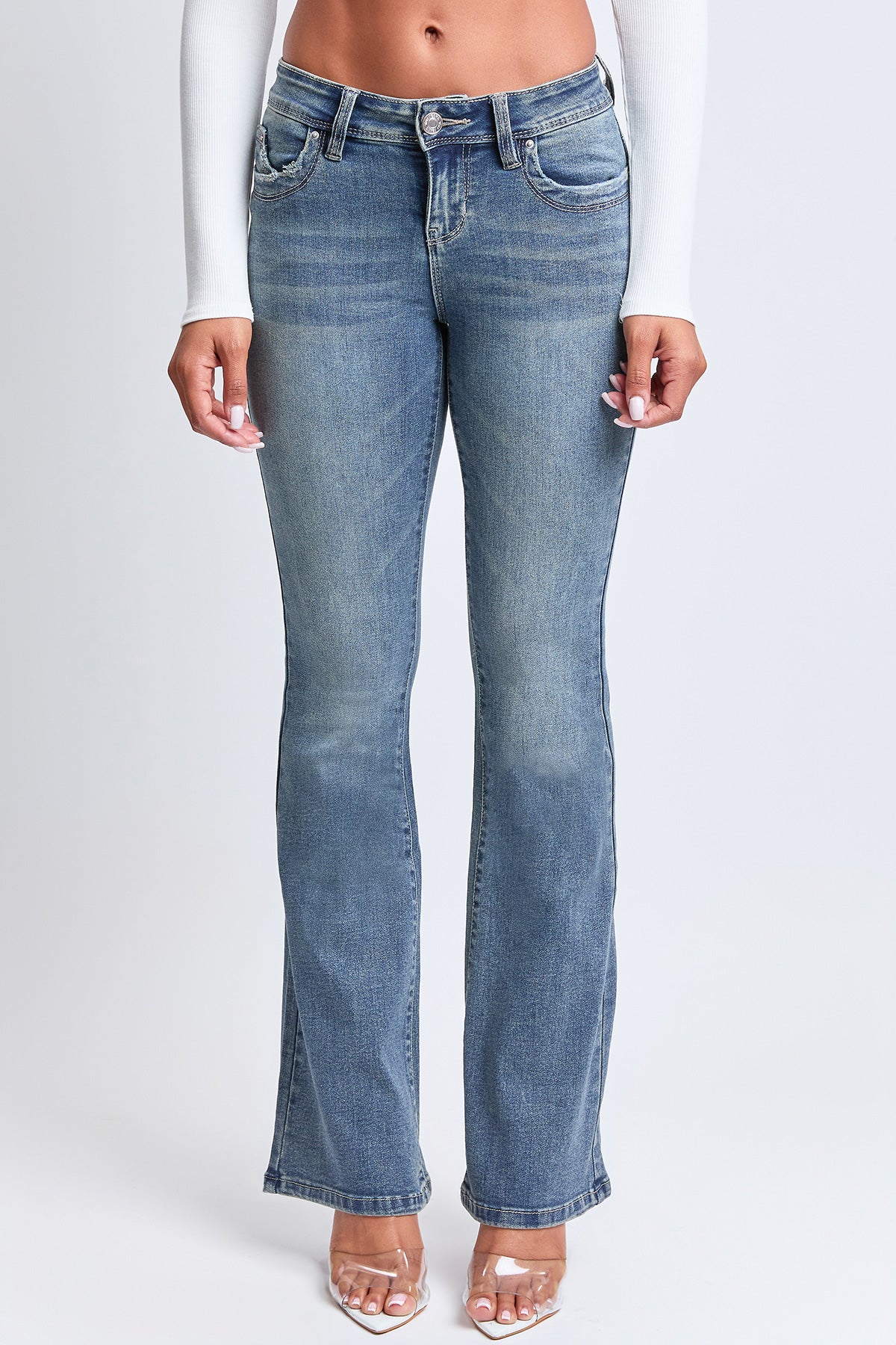 Women's WannaBettaButt Low Rise Embroidered Flare Jeans