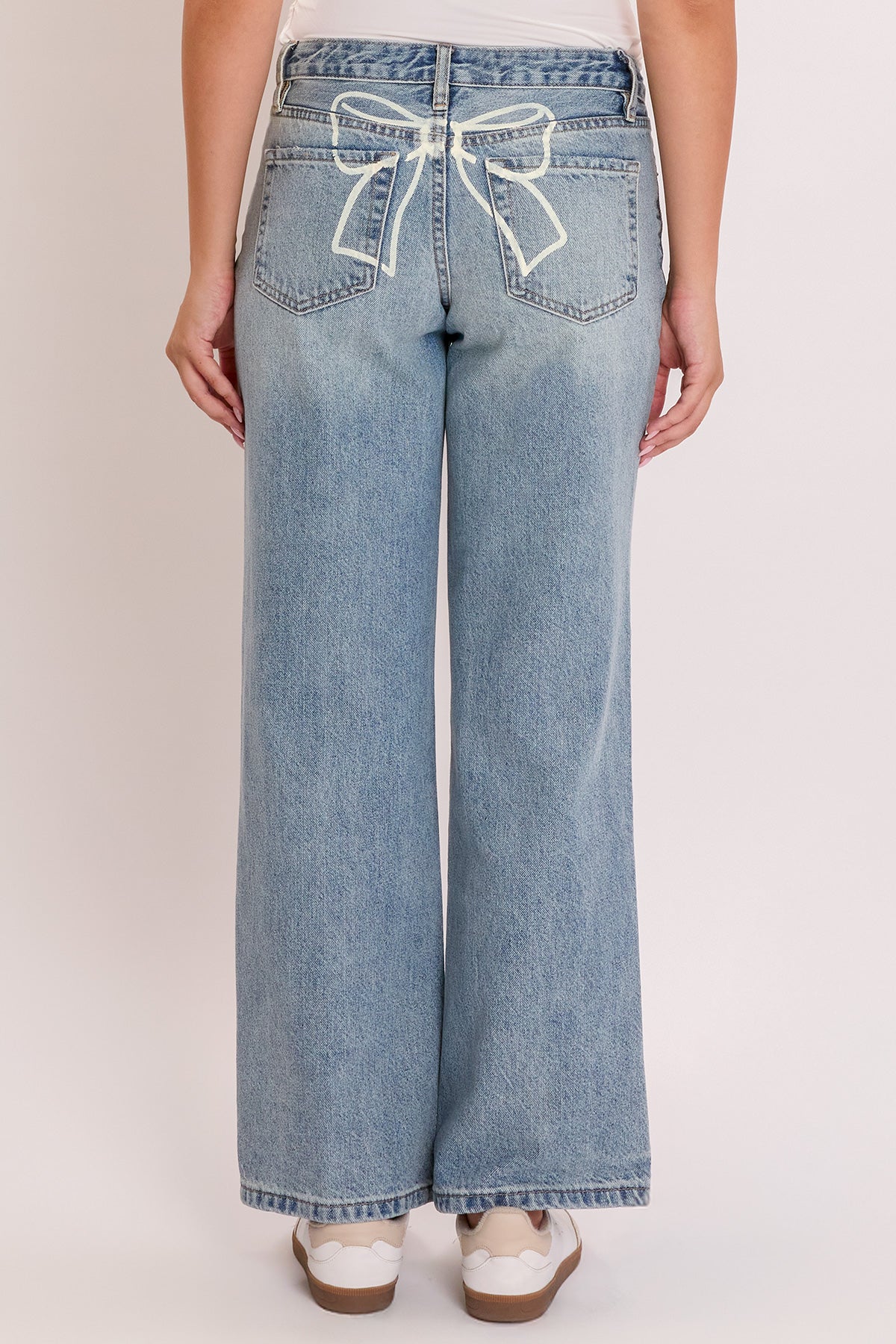 Women's Brittany Wide Leg Jeans with Bow Print