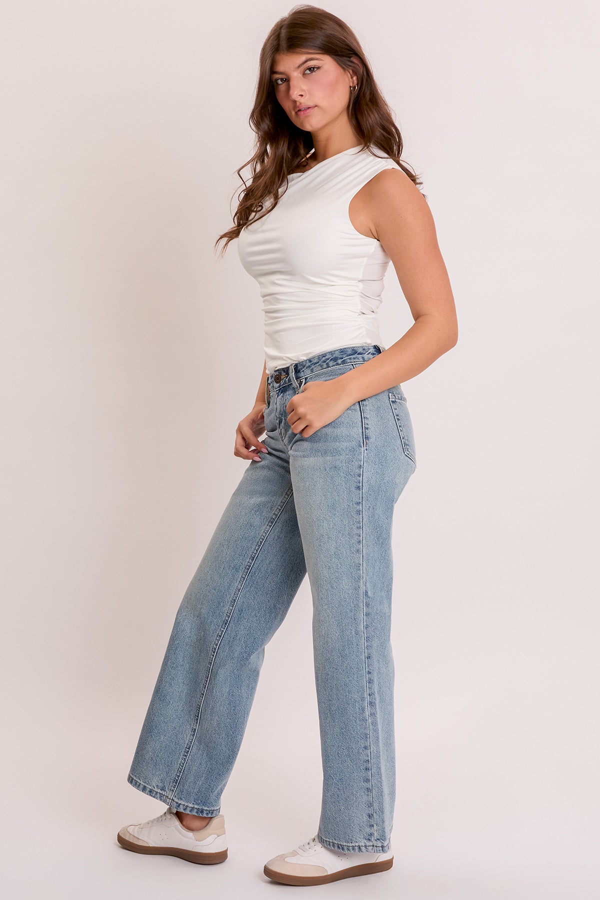 Women's Brittany Wide Leg Jeans with Bow Print