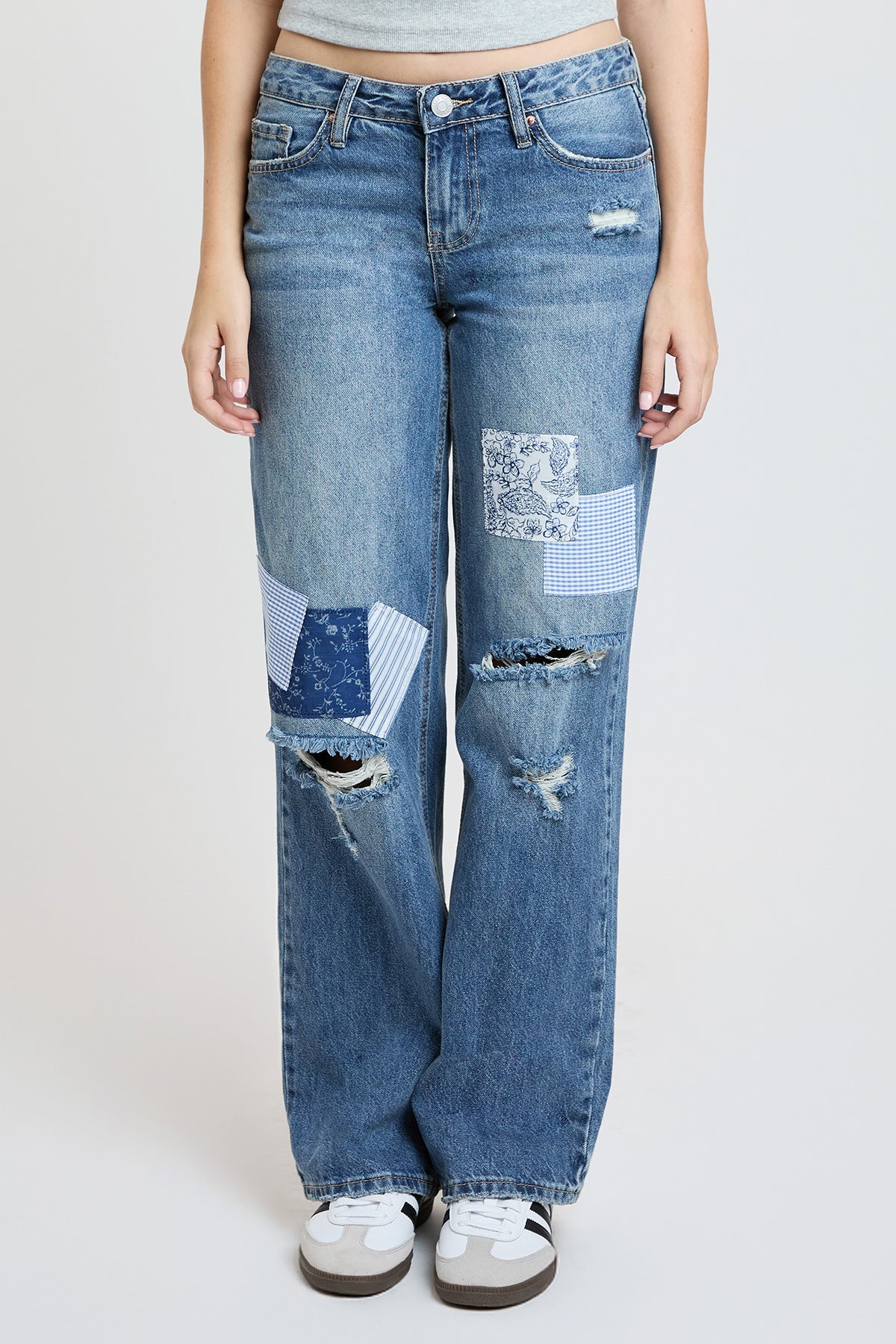 Women's Brittany Patchwork Wide Leg Jeans
