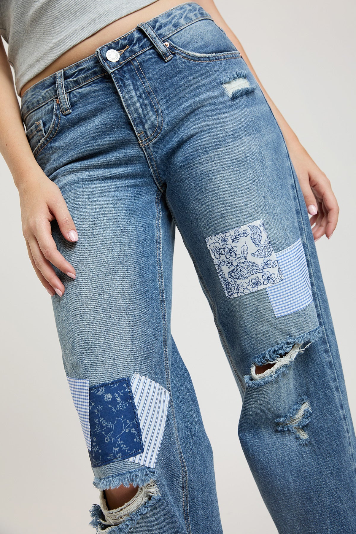 Women's Brittany Patchwork Wide Leg Jeans