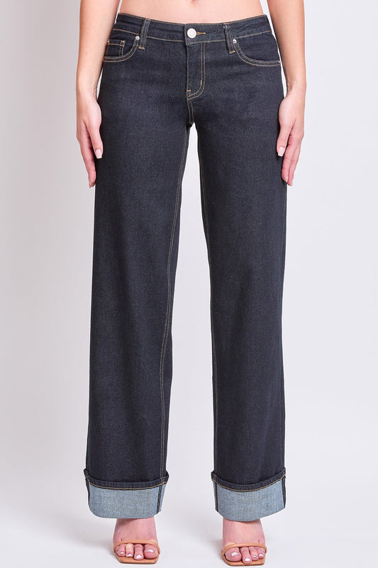 Women's Britney Low Rise Wide Leg Cuff Jeans