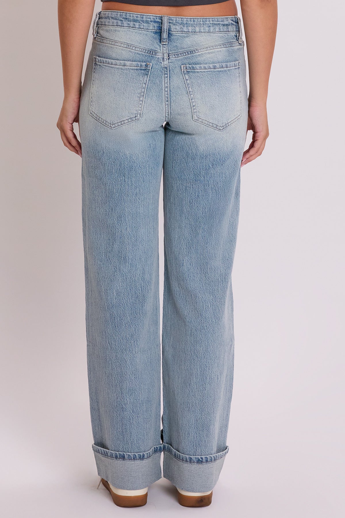 Women's Luxe Brittany Low Rise Wide Leg Cuff Jeans