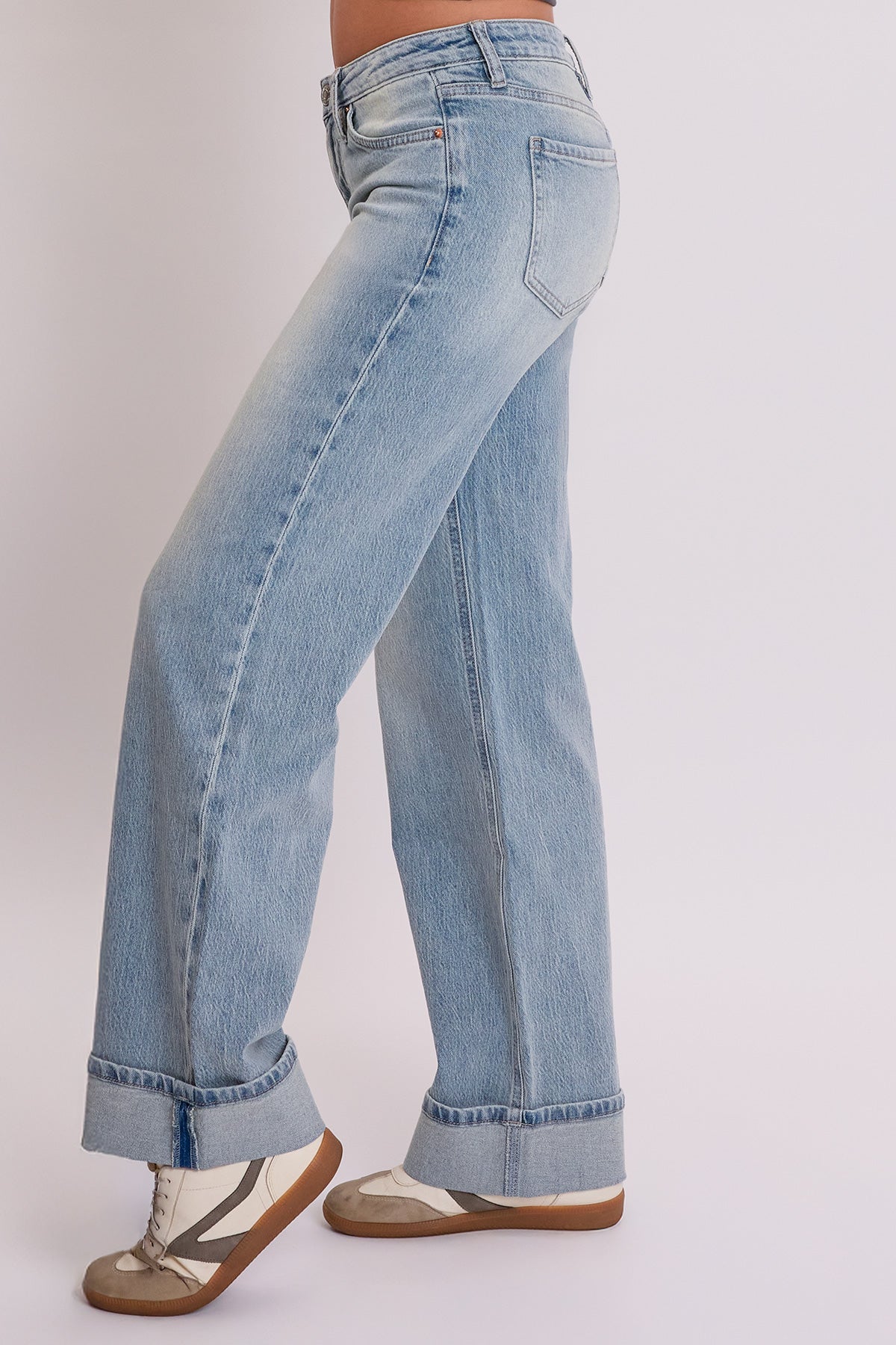 Women's Luxe Brittany Low Rise Wide Leg Cuff Jeans