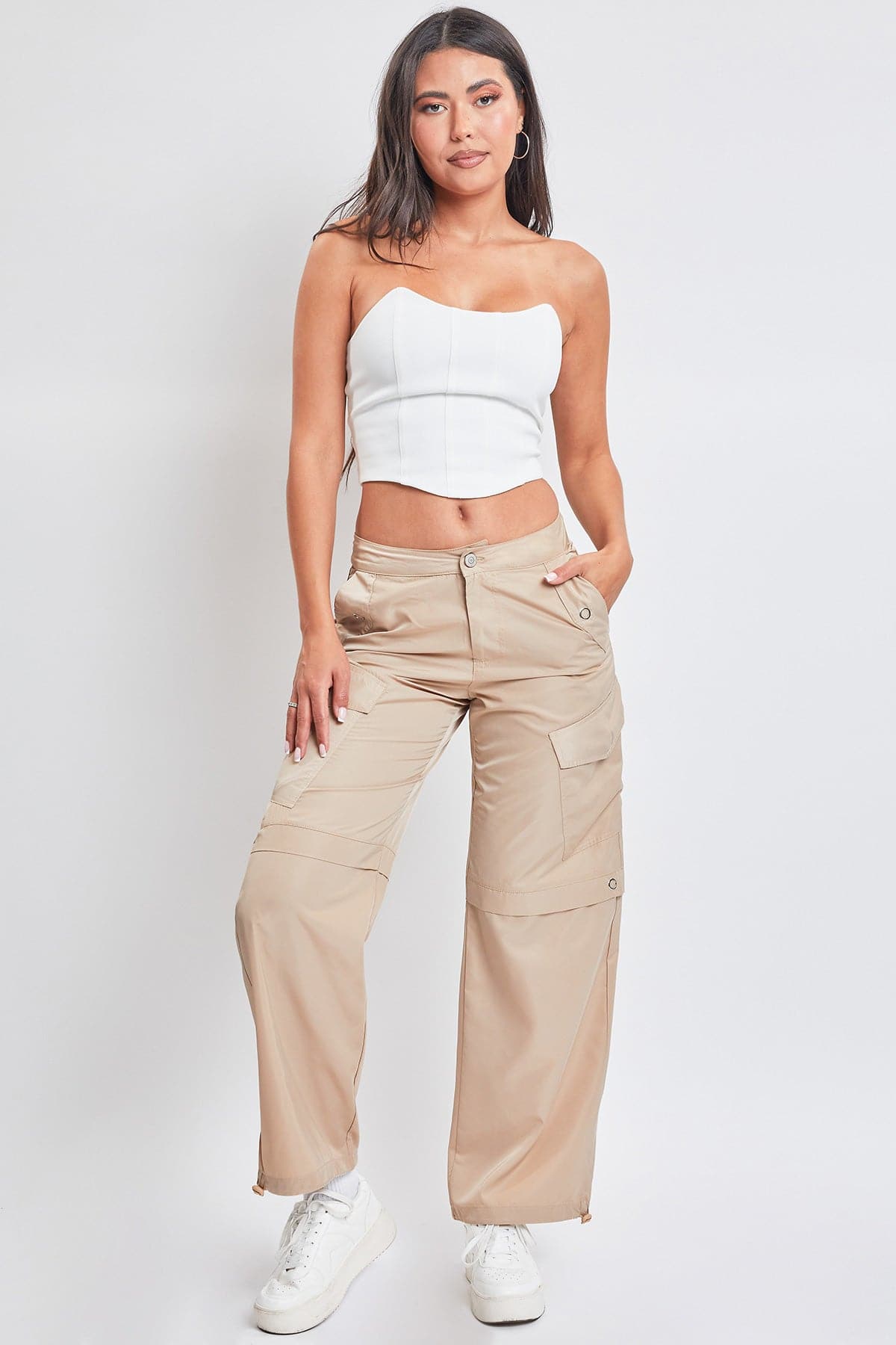 Women's Nylon Cargo Pants With Bungee Hem