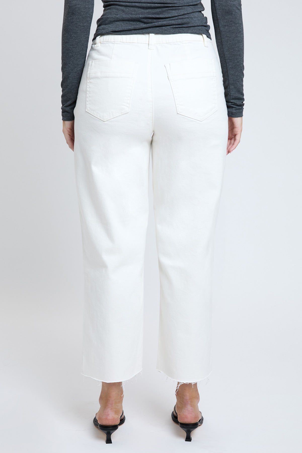 Women's High Rise Cropped Trouser Jeans Wide Leg Fit
