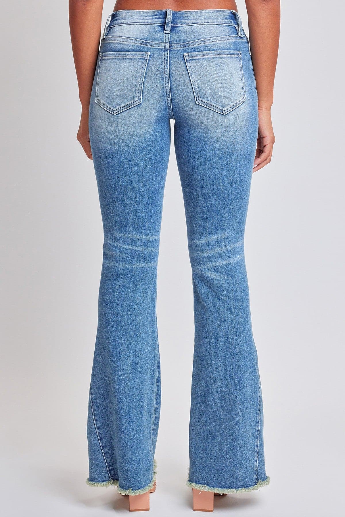 Women's Low Rise Fray Hem Flare Jeans