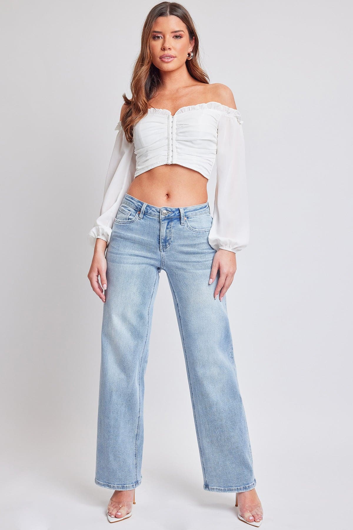 Women's Luxe Mid Rise Premium Stretch Wide Leg Jeans