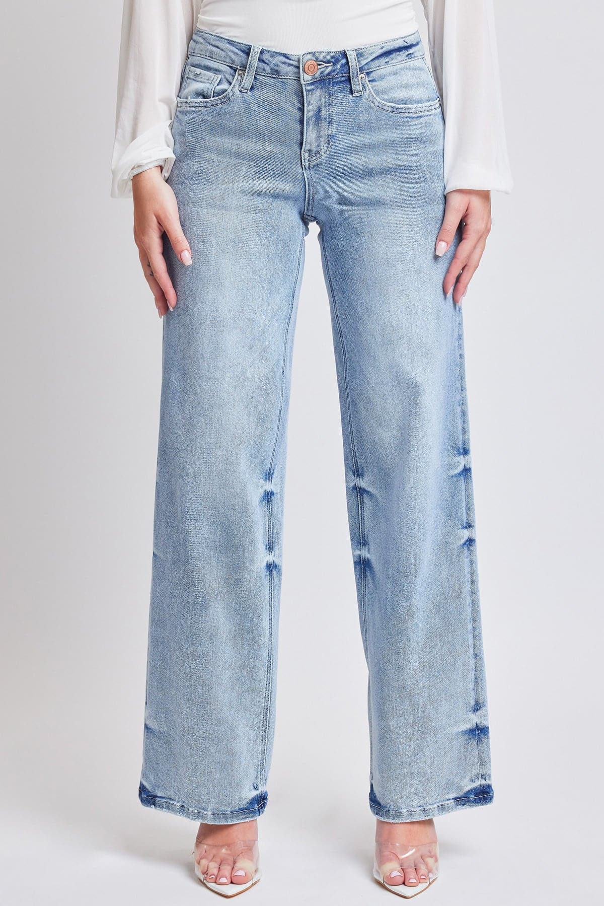 Women's Luxe Mid Rise Premium Stretch Wide Leg Jeans