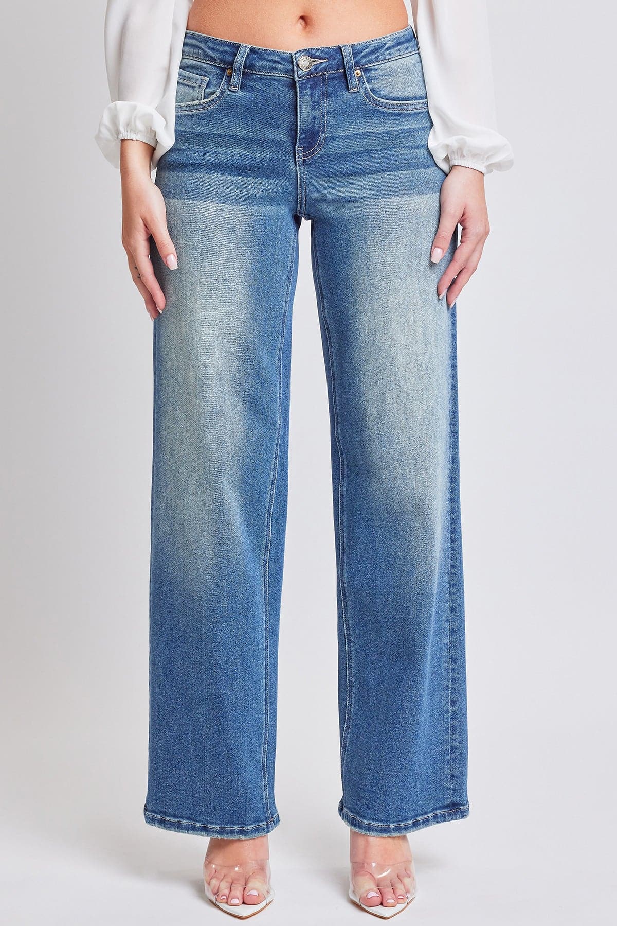 Women's Luxe Mid Rise Premium Stretch Wide Leg Jeans