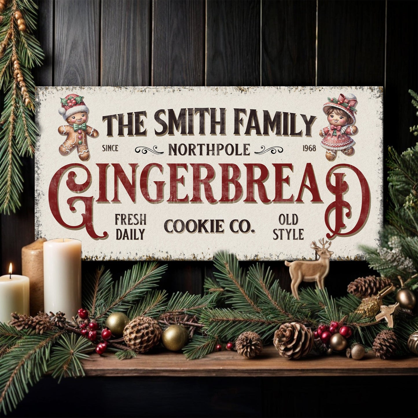 Family Gingerbread Bakery Christmas Sign