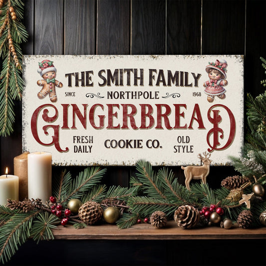 Family Gingerbread Bakery Christmas Sign