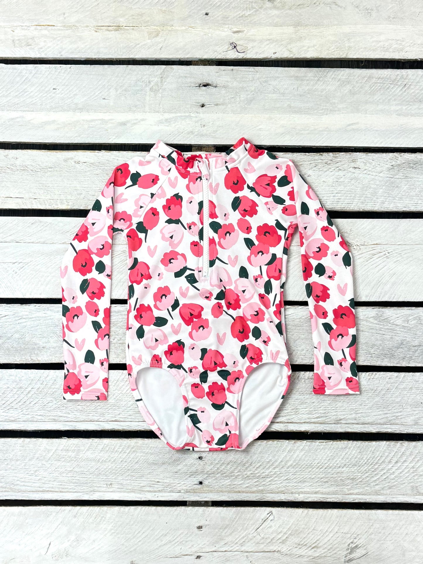 Perfect Petals Girls Zipper Front Suit