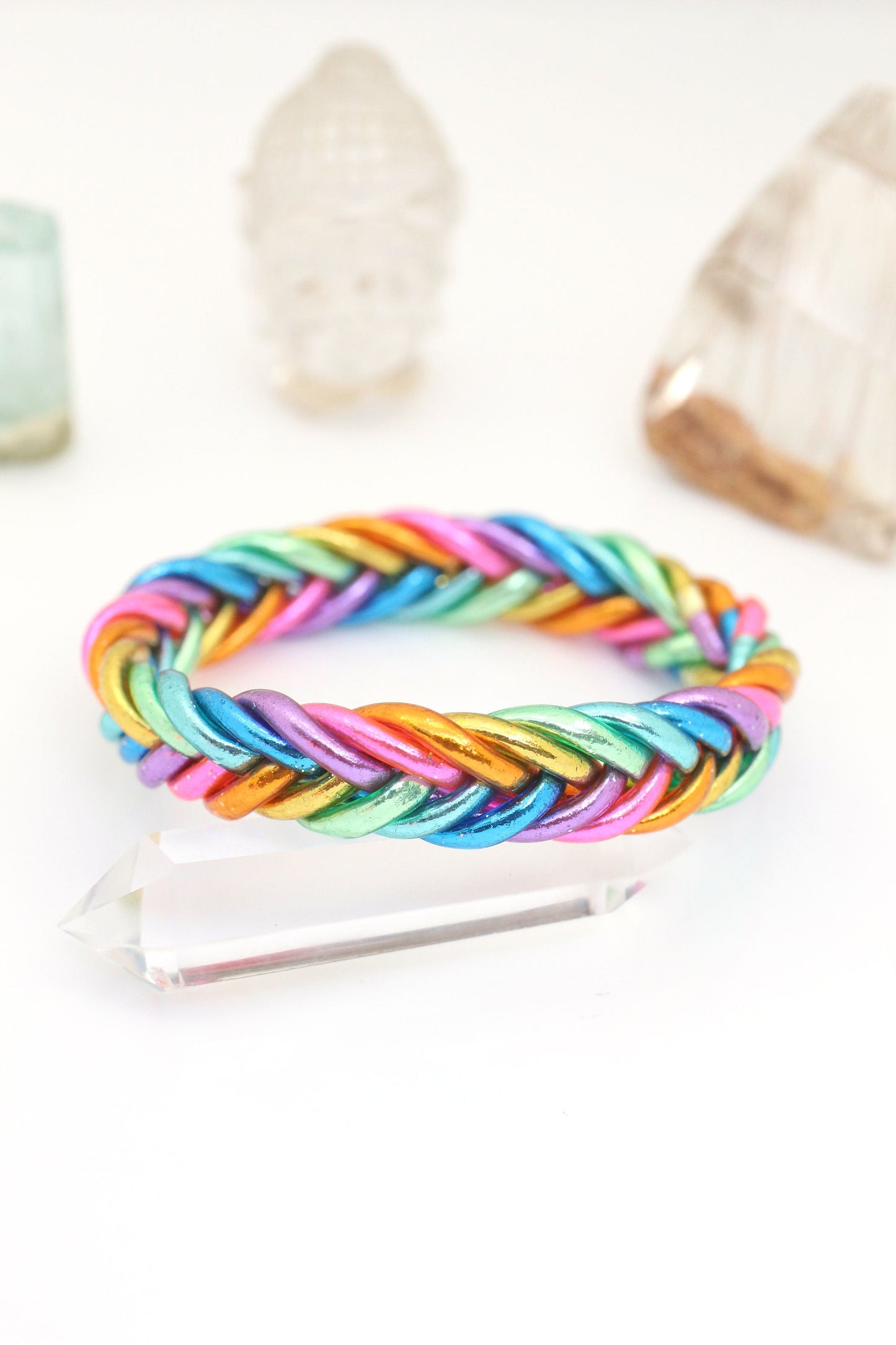 Braided Thai Buddhist Temple Bracelets, Rainbow or Gold, Mantra Bangle, Sizes Available