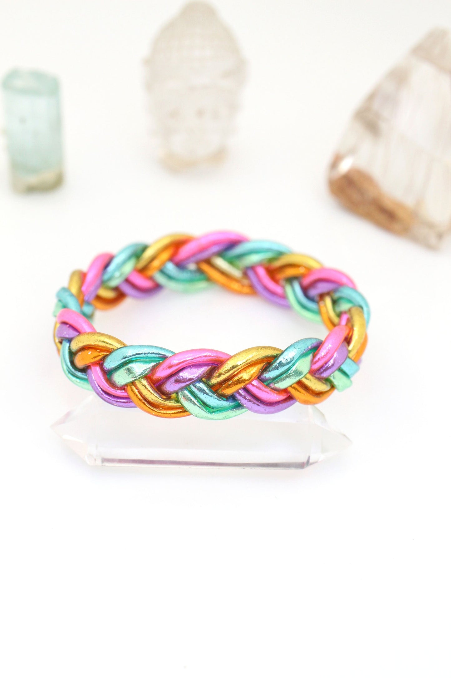 Braided Thai Buddhist Temple Bracelets, Rainbow or Gold, Mantra Bangle, Sizes Available