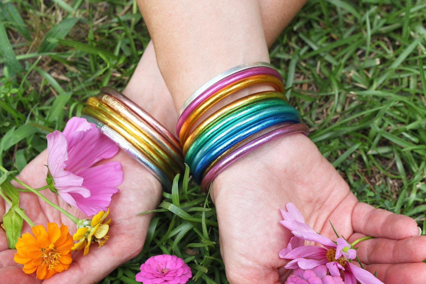 Full Spectrum Set Thai Buddhist Temple Bracelets, Mantra Bangle, Thick, Sizes Available