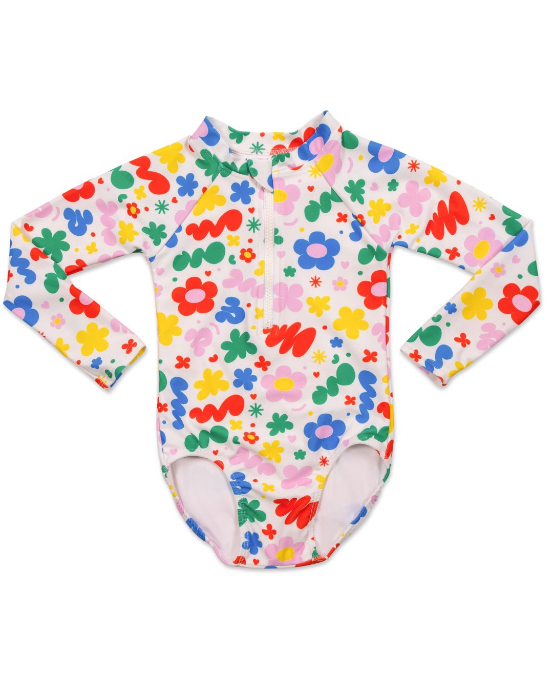 Retro Squiggles Girls Zip Front One Piece