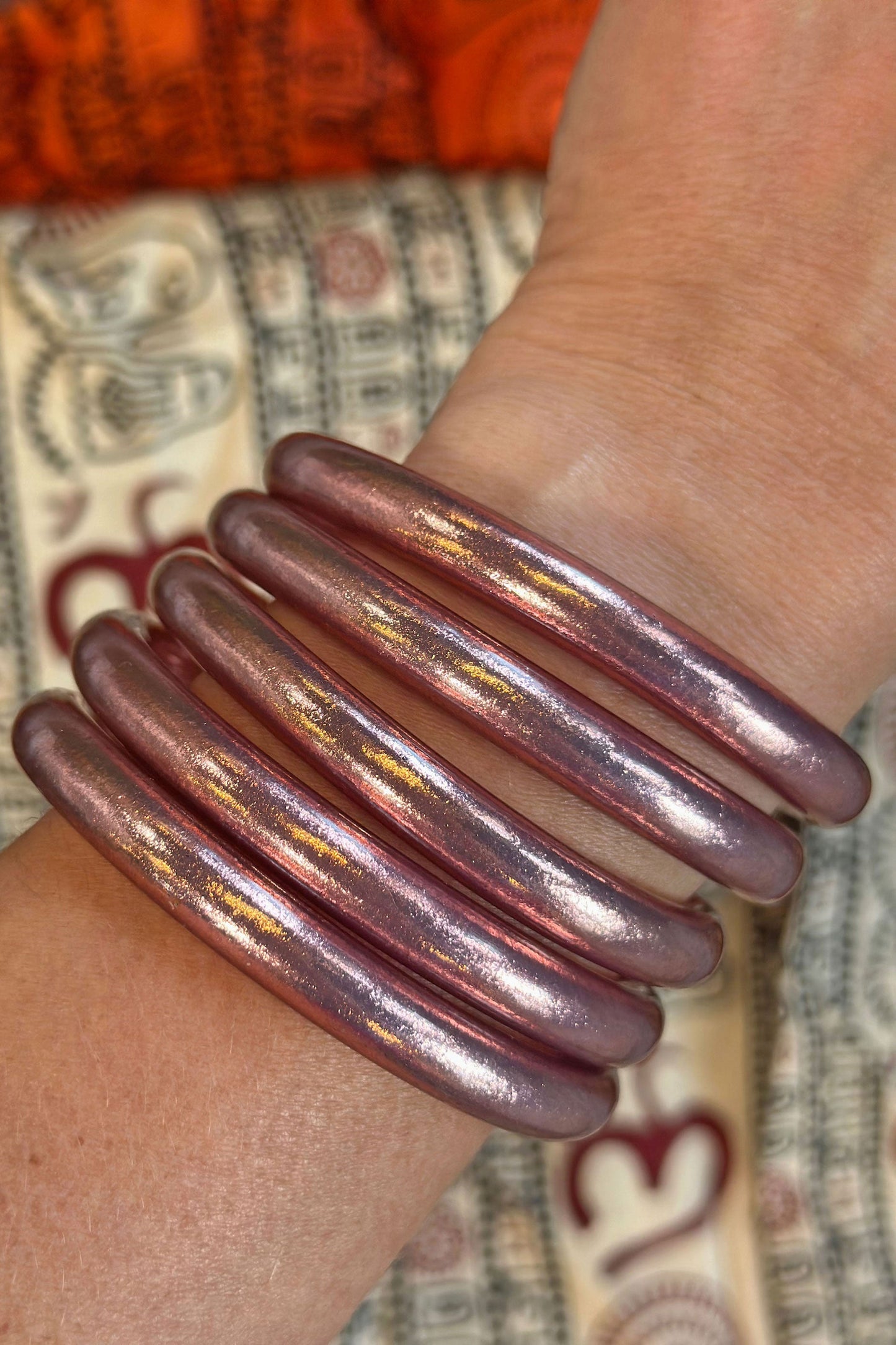 Luxe Thai Buddhist Temple Bracelets, Mantra Bangle, Kumlai, Two Tone