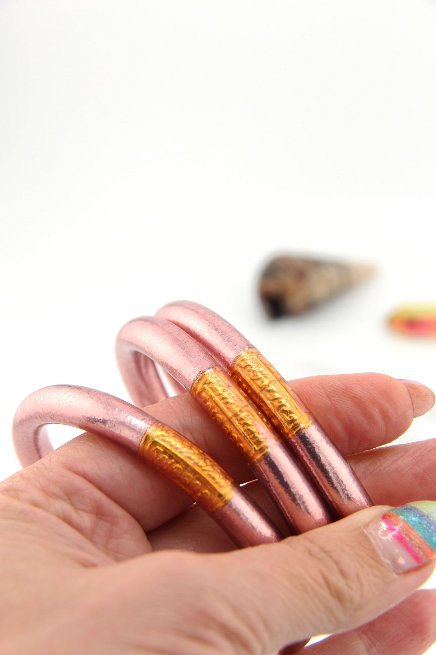 Luxe Thai Buddhist Temple Bracelets, Mantra Bangle, Kumlai, Two Tone