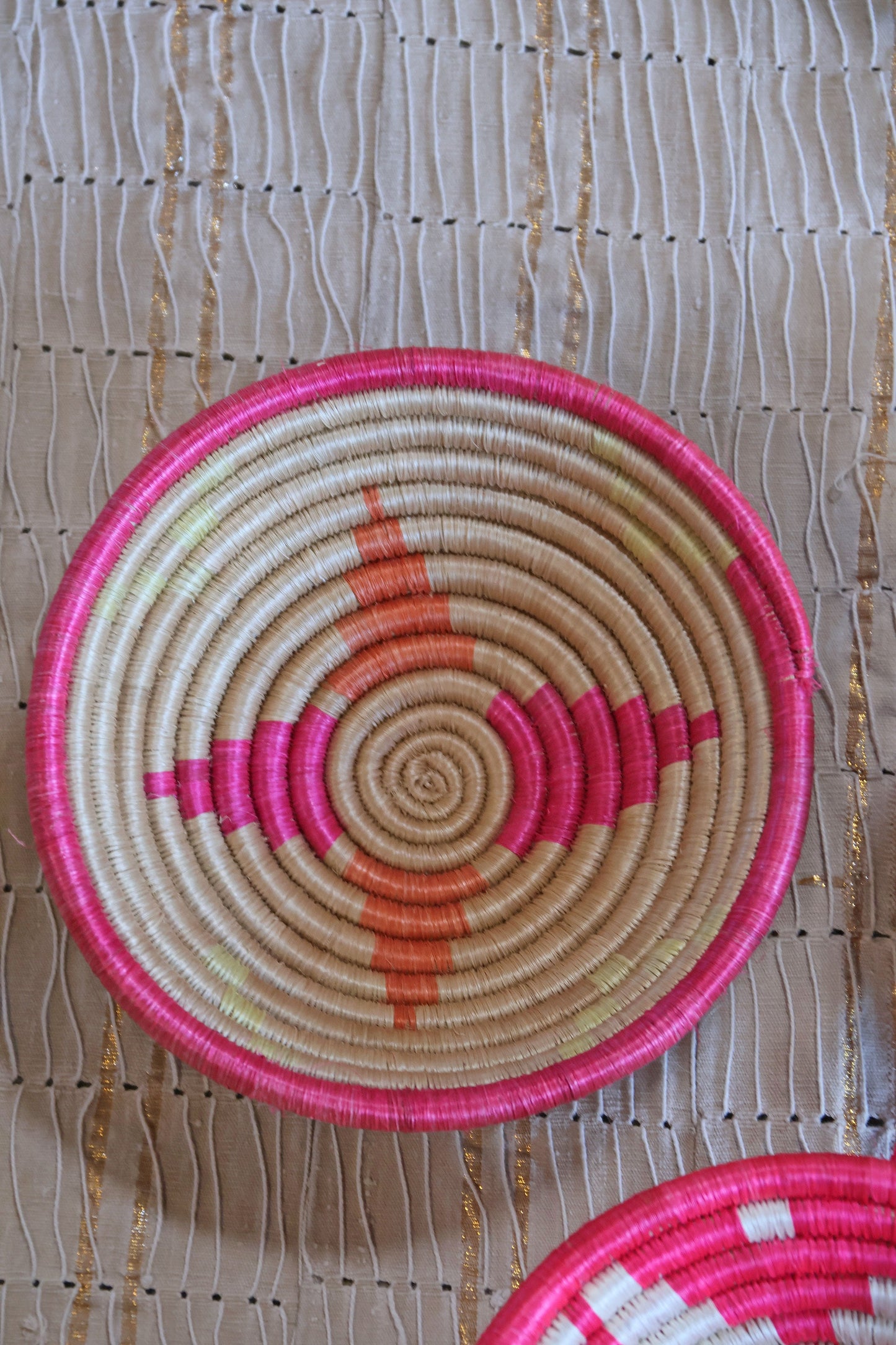 Rosie African Basket Collection, Pink, Blue, Neutral, from Rwanda, Set of 3