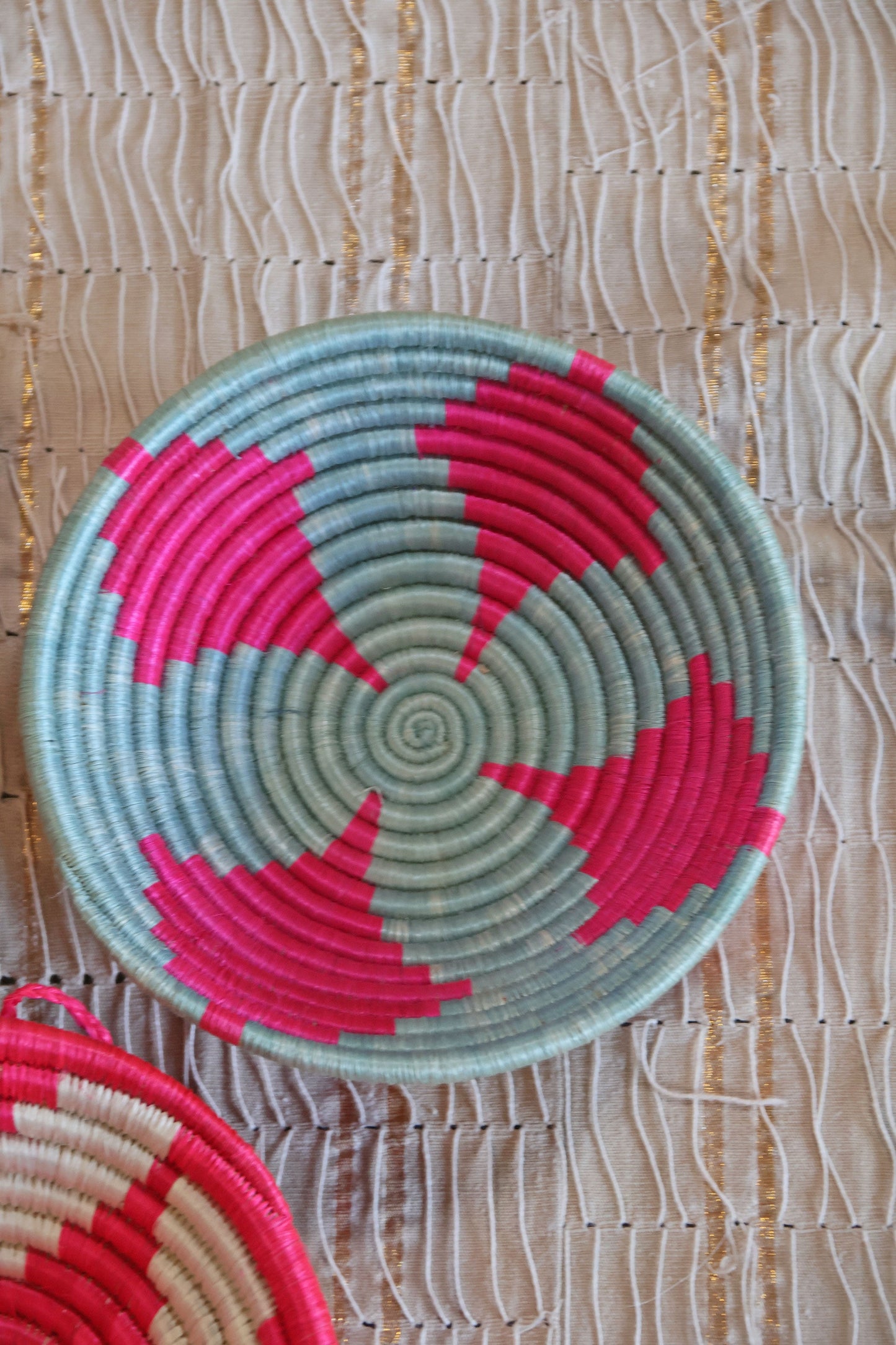 Rosie African Basket Collection, Pink, Blue, Neutral, from Rwanda, Set of 3
