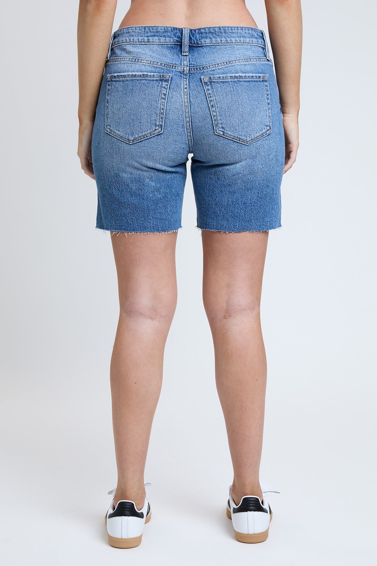 Women's Luxe Mid Rise Long Short with Raw Hem