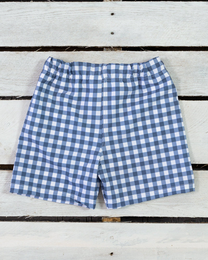 Navy Gingham Swim Shorts