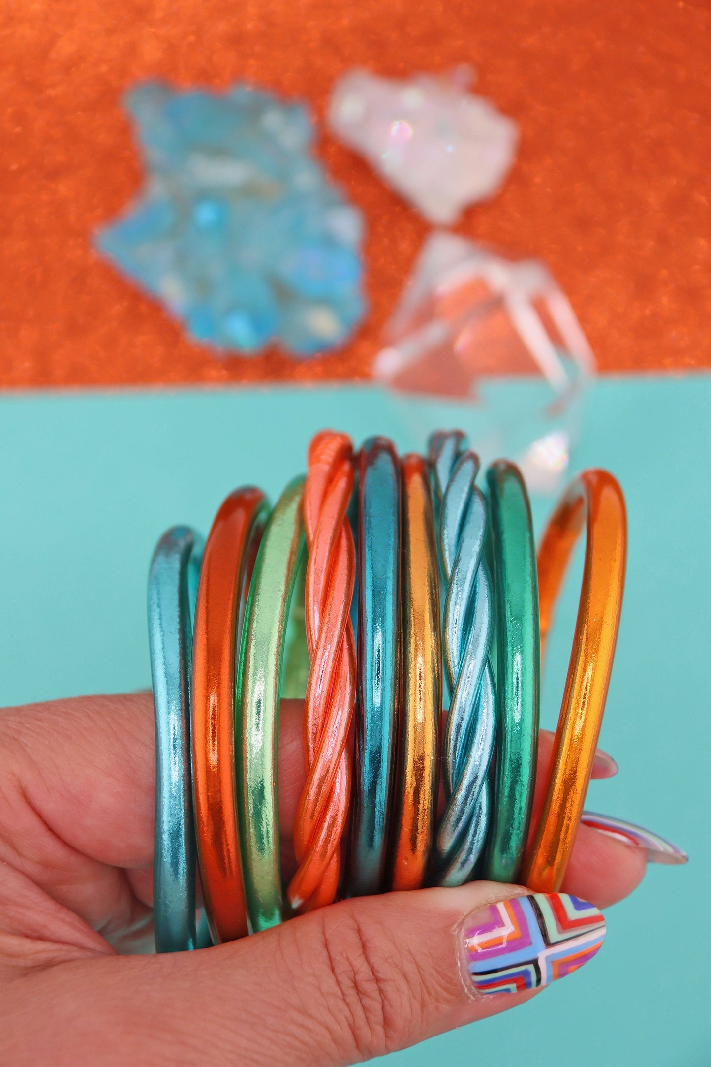 The Showgirl Bangle Stack, Thai Buddhist Temple Bracelets, Mantra Bangle Set, Sizes Available