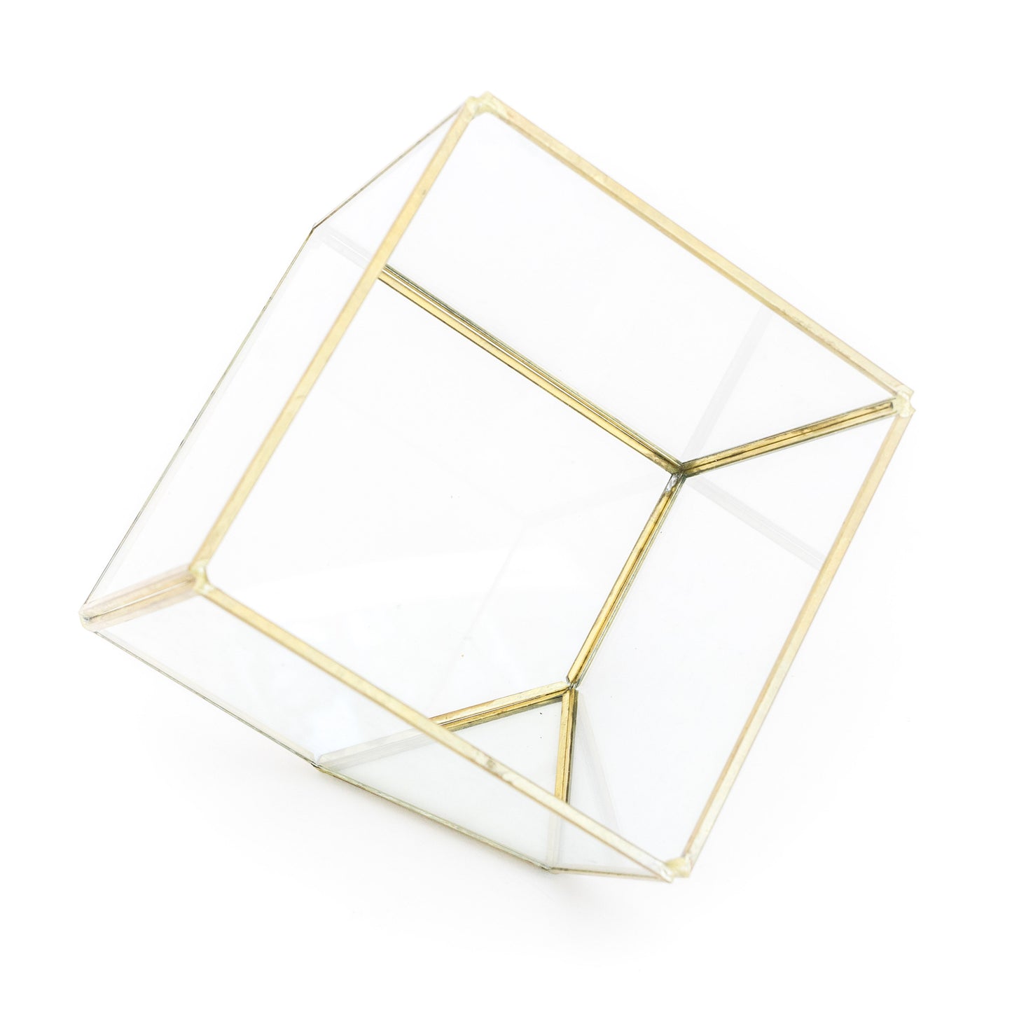 Heptahedron Geometric Glass Terrariums - Set of 2 - with Tillandsia Red Abdita, Ionantha and Small Xerographica