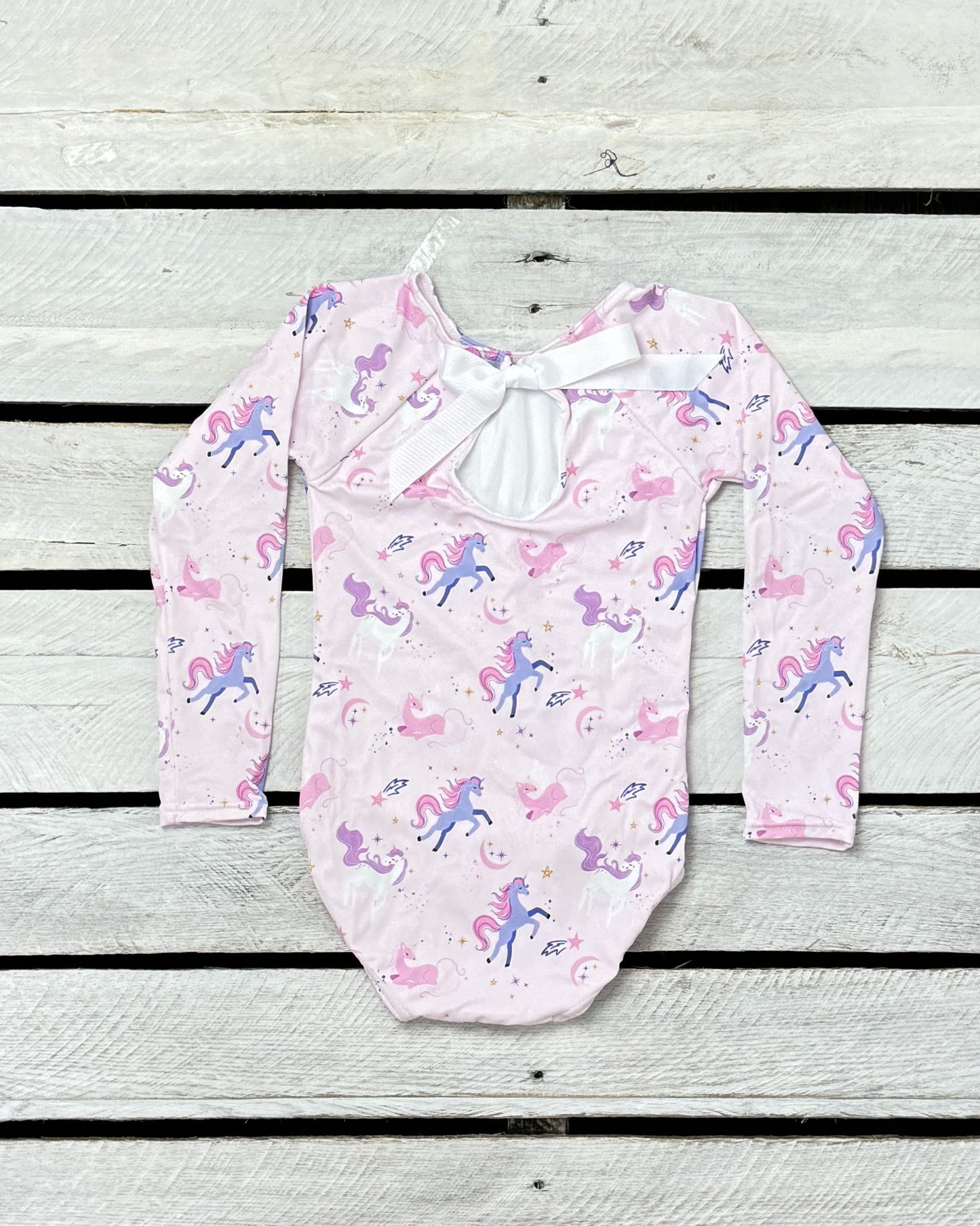 Unicorn Island Girls Long Sleeve with Ribbon Bow Back