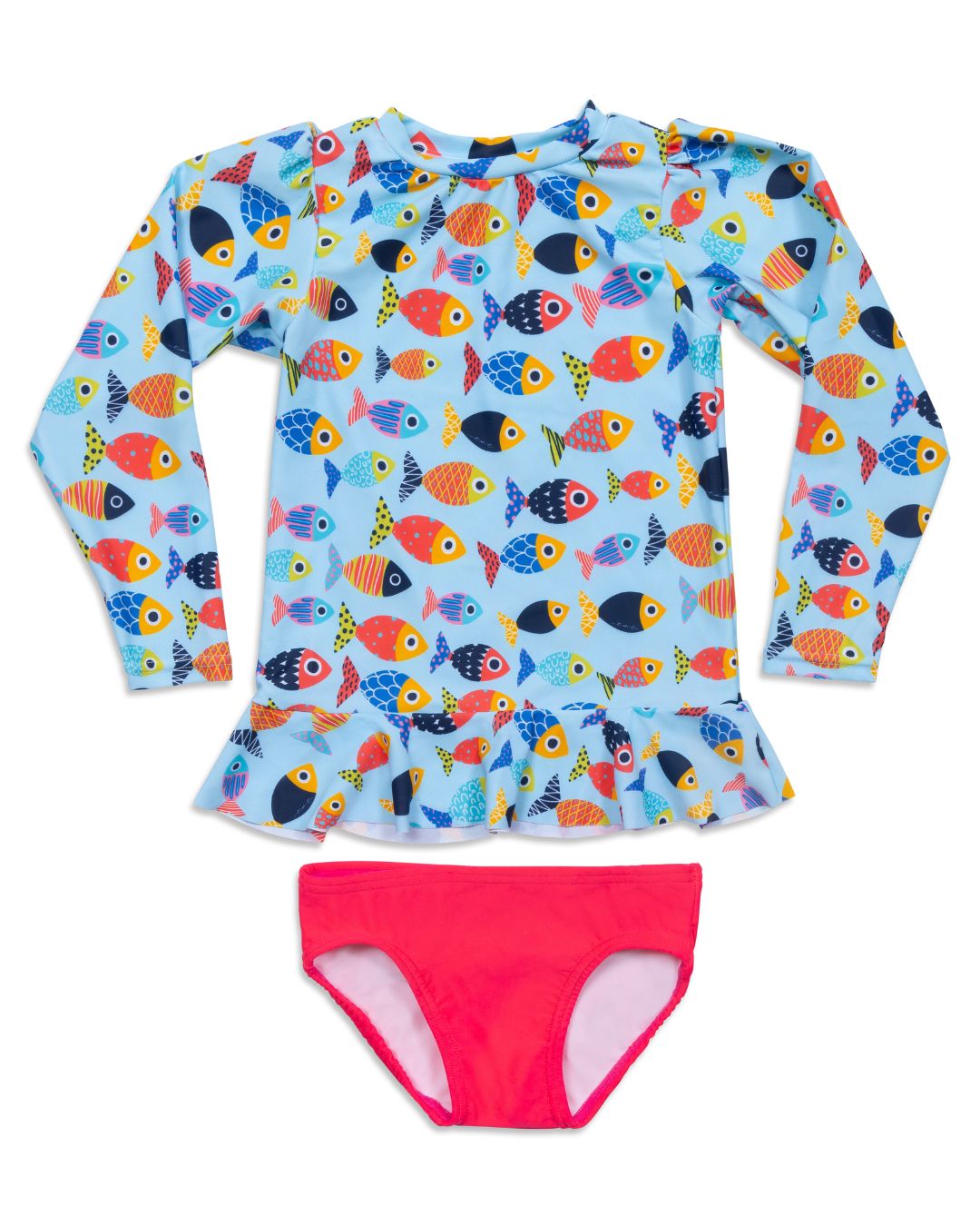 Colorful Fish Long Sleeve Sun Shirt and Swim Bottom Set