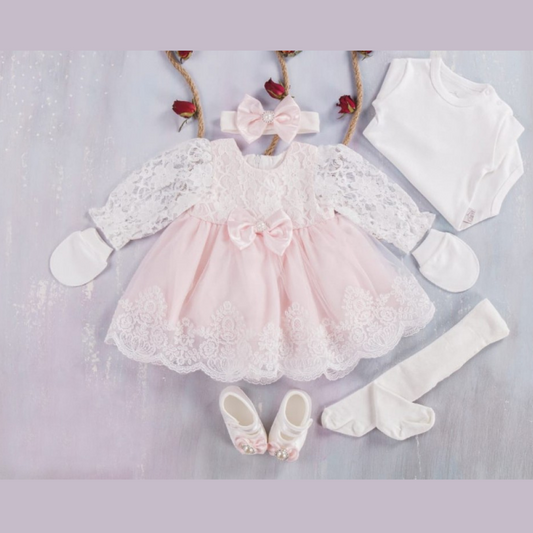 Princess Lace Baby Outfit Set – 6 Pieces