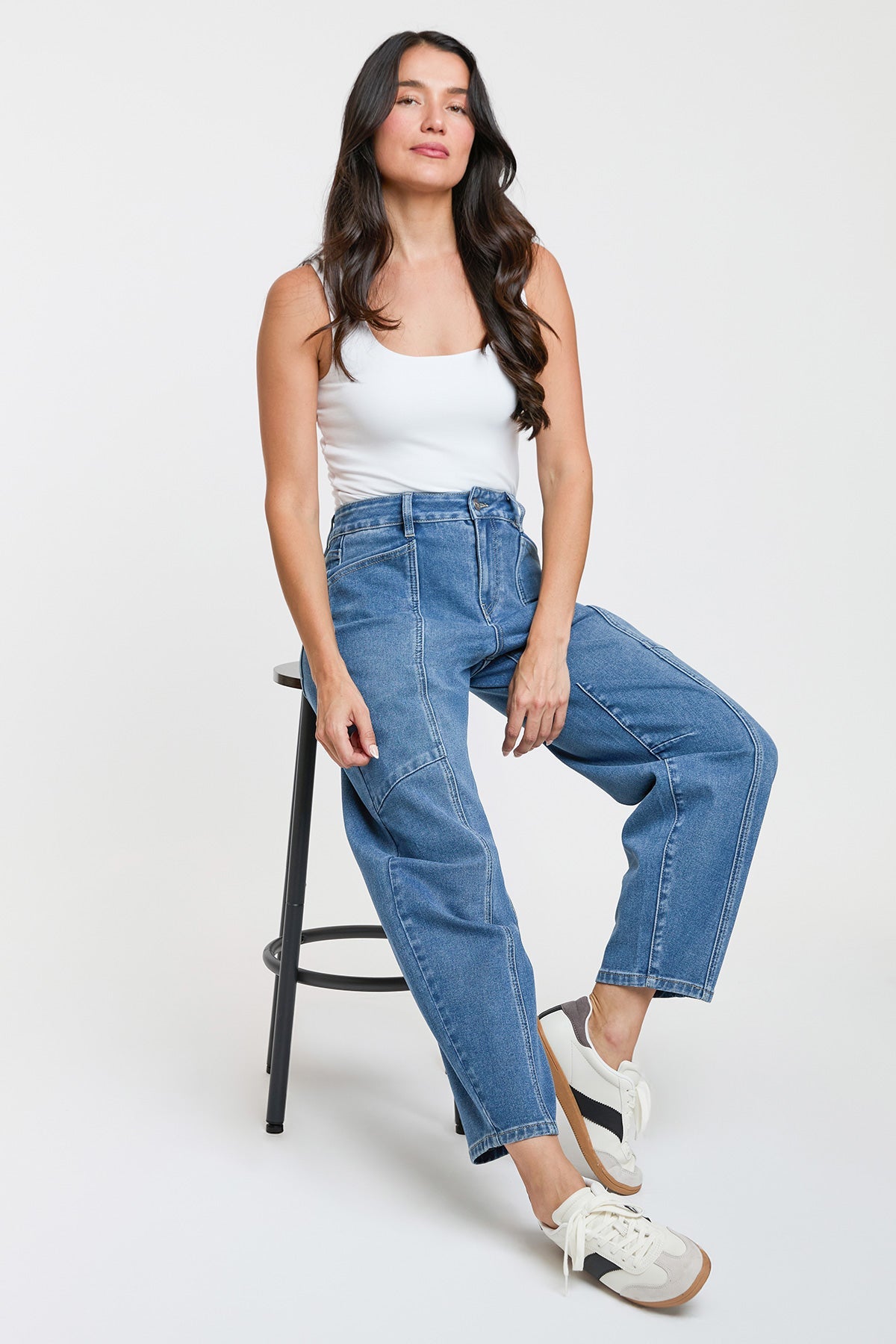 Women's High Rise Seamed Barrel Jeans