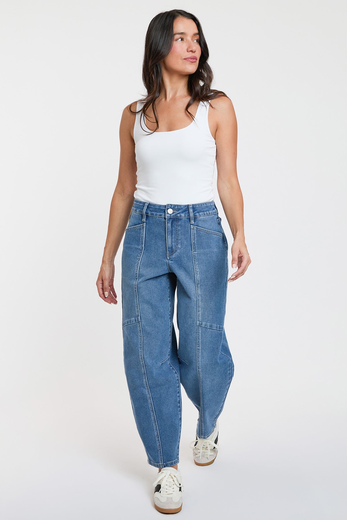 Women's High Rise Seamed Barrel Jeans